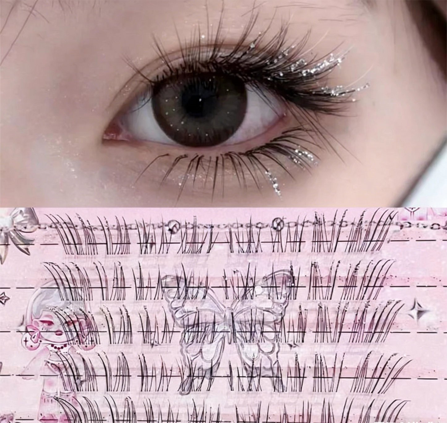 Sparkling diamond false eyelashes