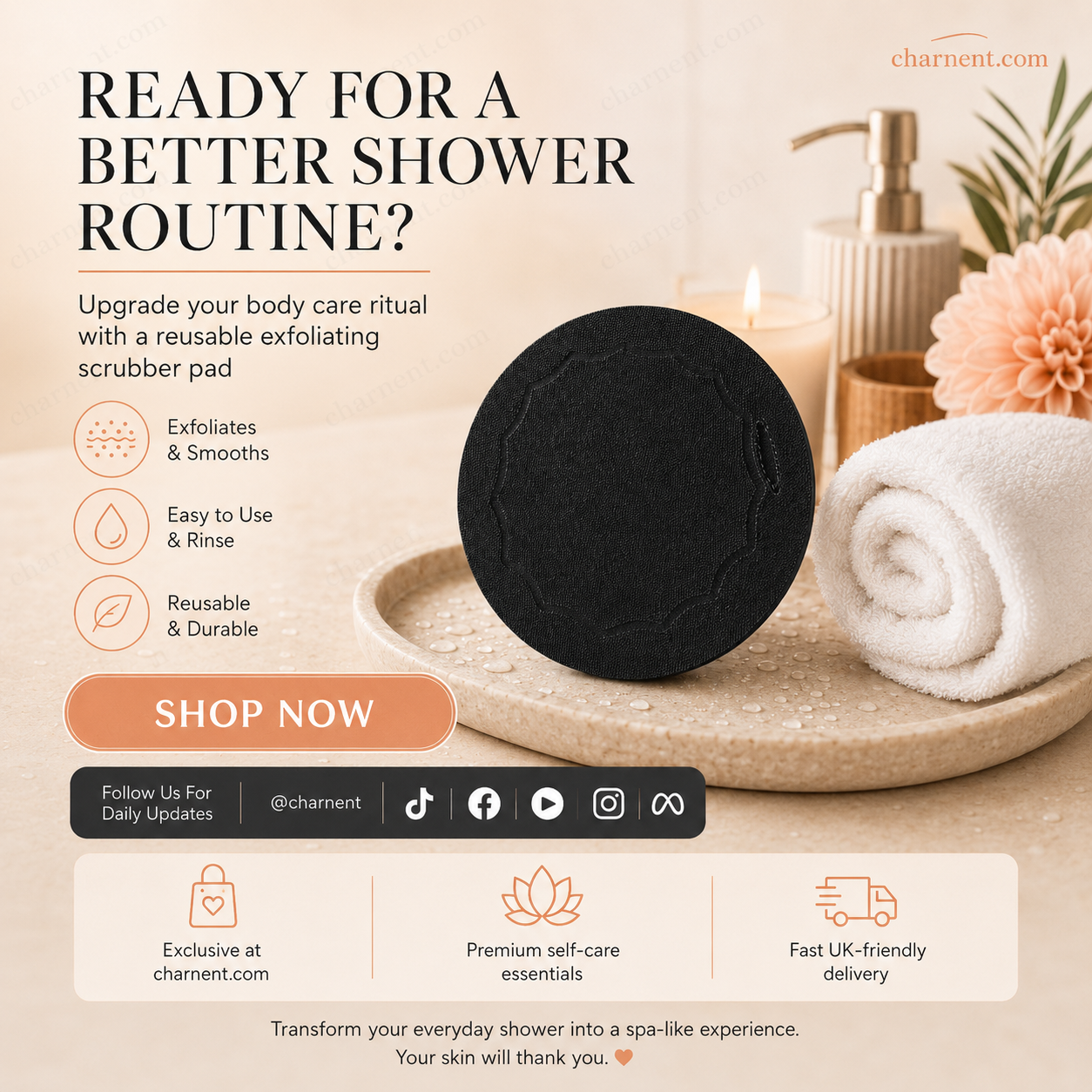 🚿🧽 Soft rubber bath brush – Removes dead skin cells gently but effectively and cleanses all skin types