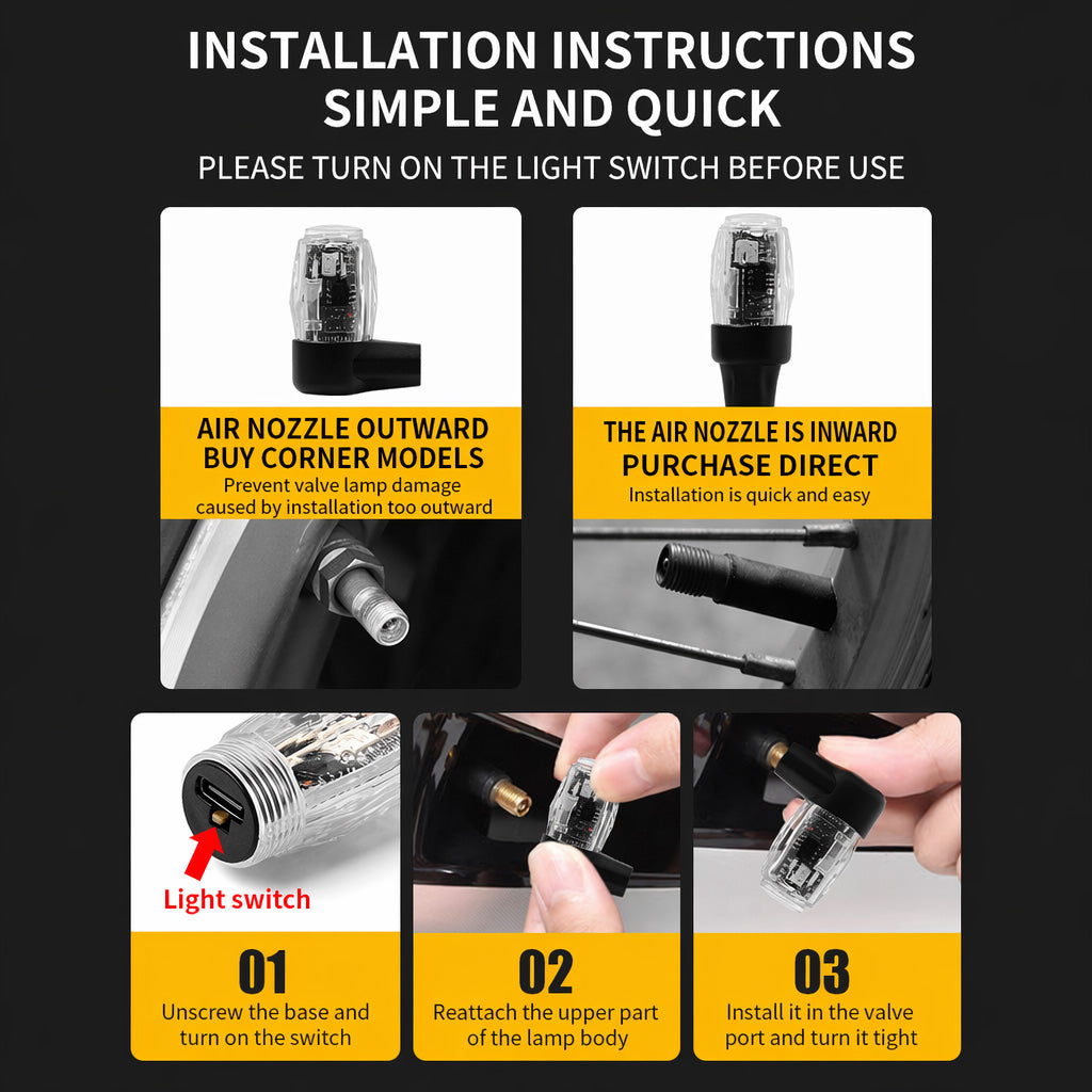 💡Tire lights for cars – LED lights for rims with lighting in the valve head
