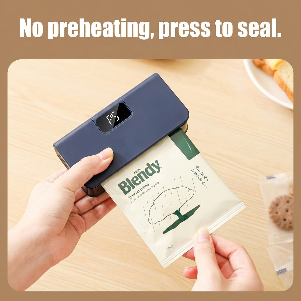 🔧Portable USB sealing machine with two functions – sealing and opening, LED display with 6 settings