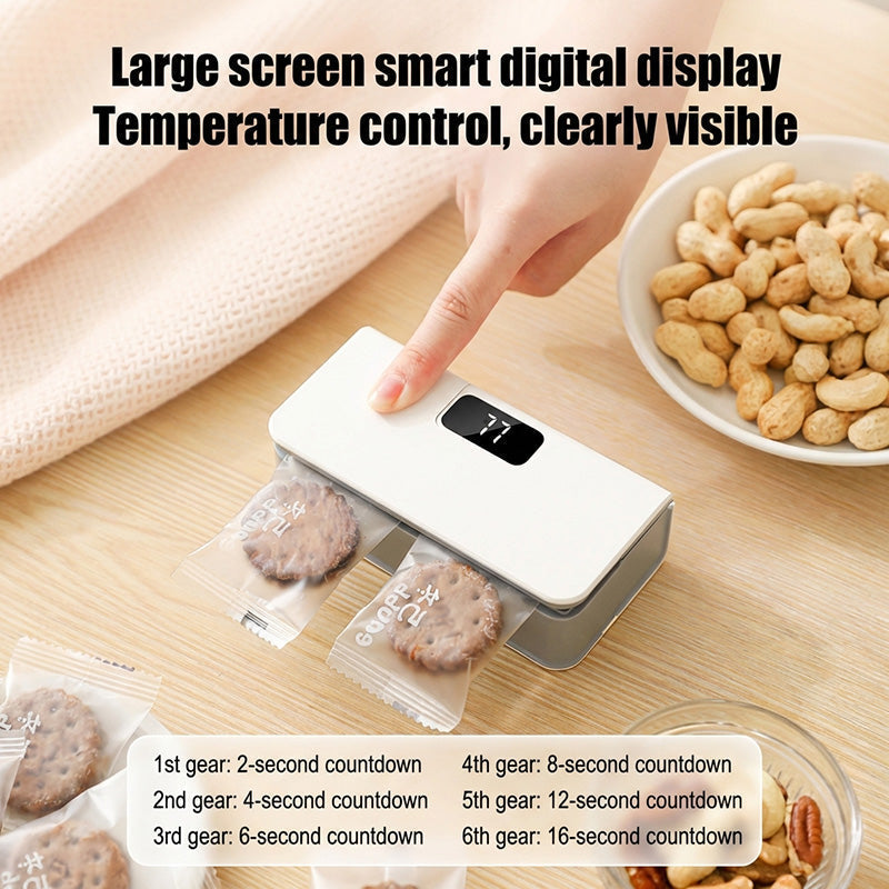 🔧Portable USB sealing machine with two functions – sealing and opening, LED display with 6 settings
