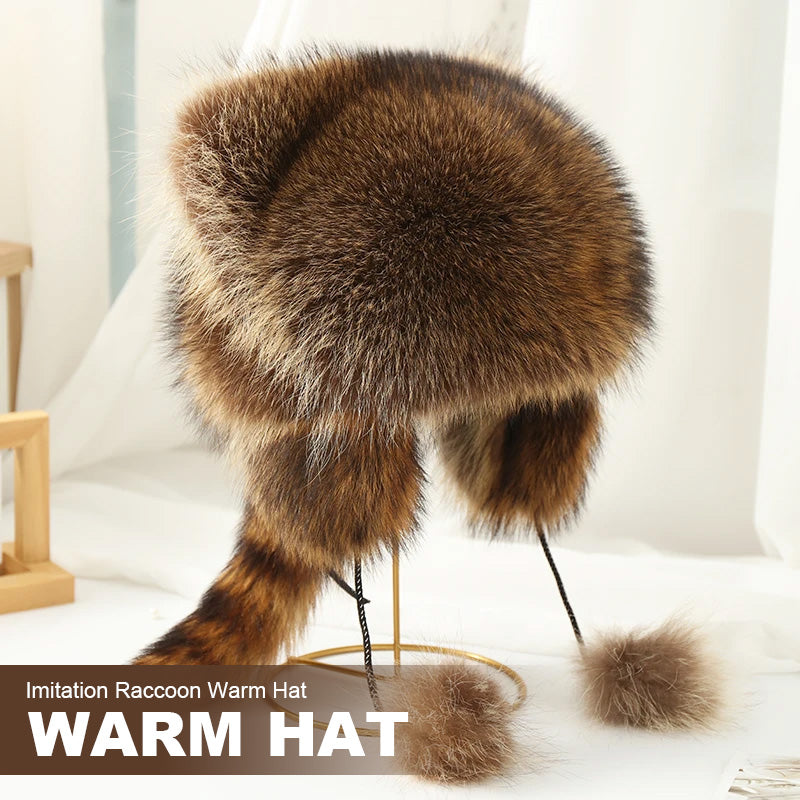Luxurious faux fur hat (raccoon tail) 🦌 | Winter and outdoor life ❄️
