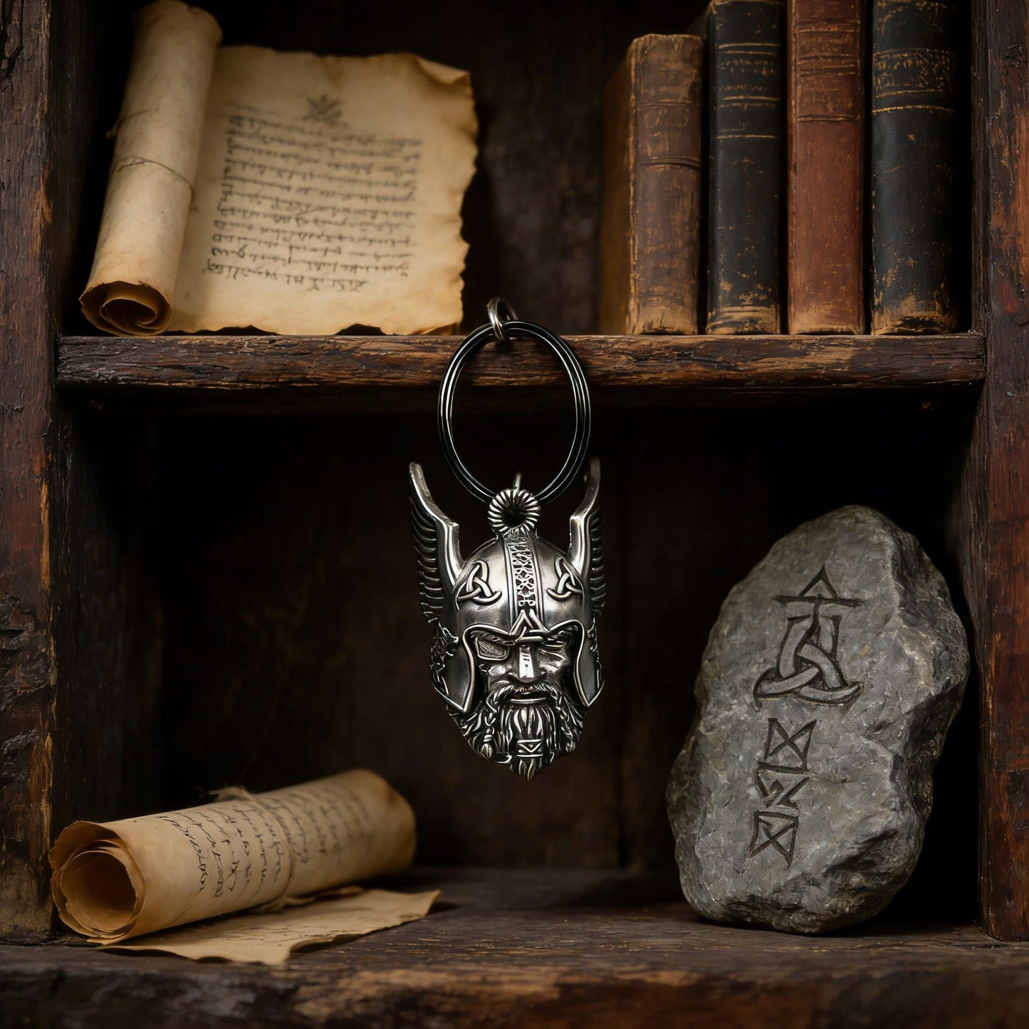 🛡️ Odin Viking Amulet Keyring 🔔