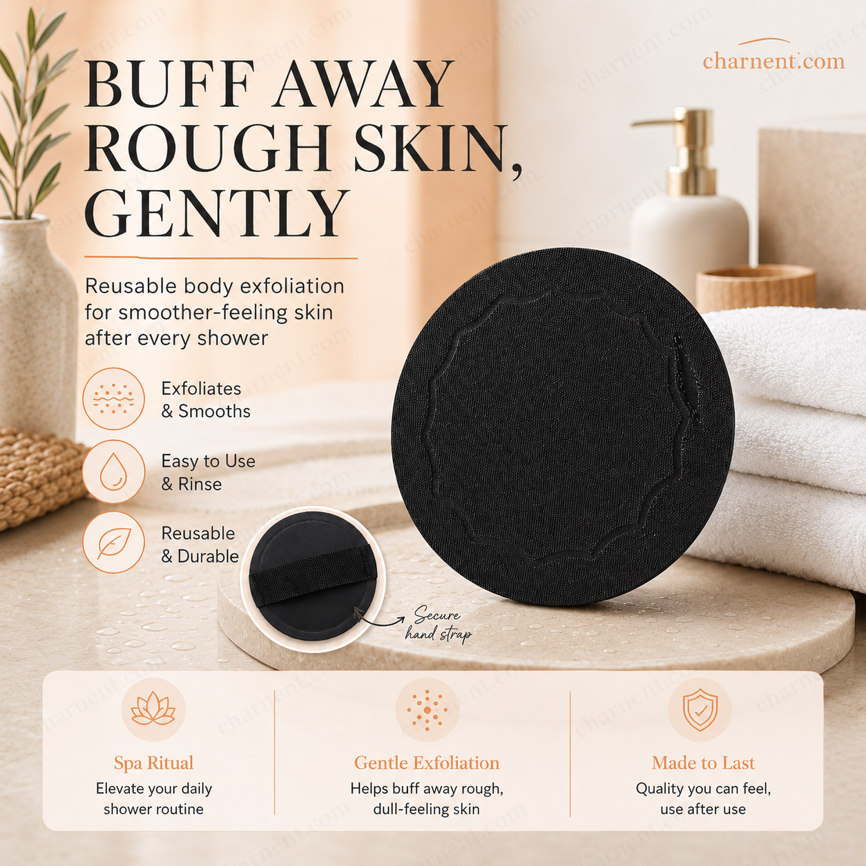 🚿🧽 Soft rubber bath brush – Removes dead skin cells gently but effectively and cleanses all skin types