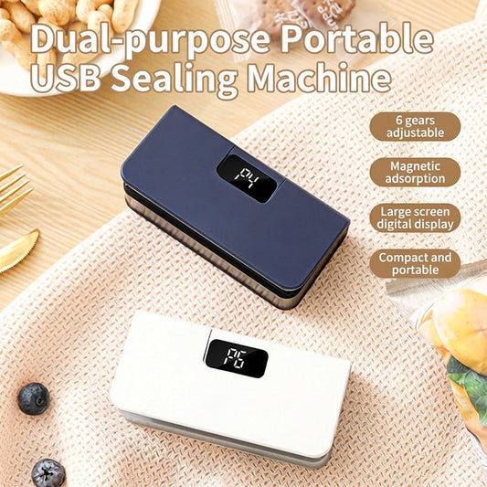 🔧Portable USB sealing machine with two functions – sealing and opening, LED display with 6 settings