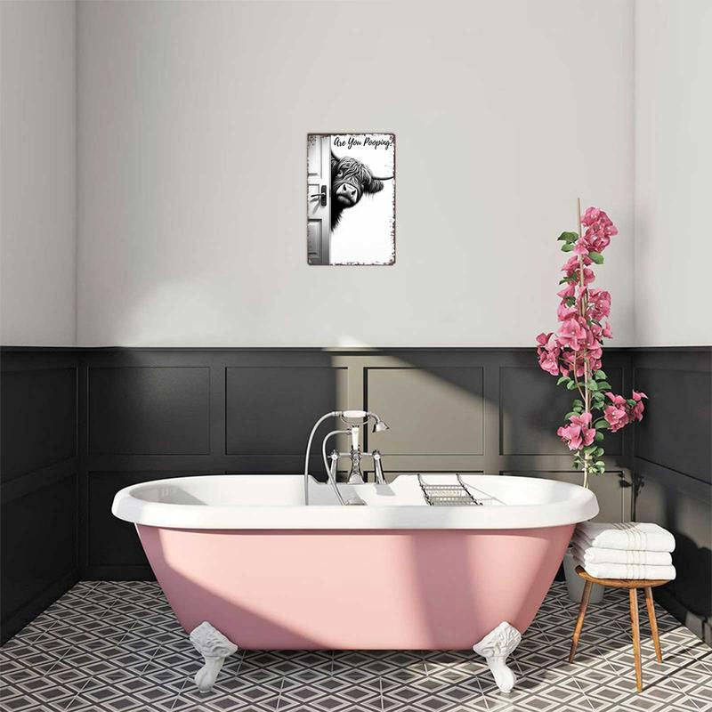 🐄 The Bold Visitor: Vintage Highland Cow Sign