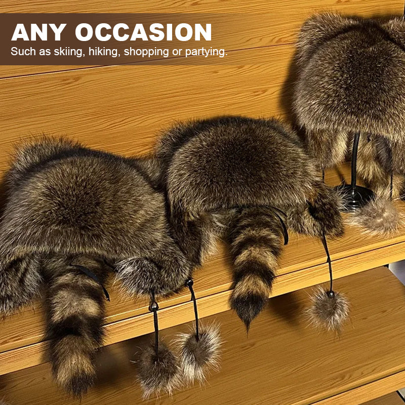 Luxurious faux fur hat (raccoon tail) 🦌 | Winter and outdoor life ❄️