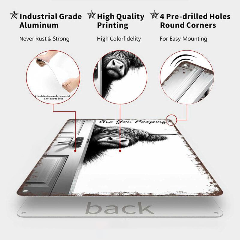 🐄 The Bold Visitor: Vintage Highland Cow Sign