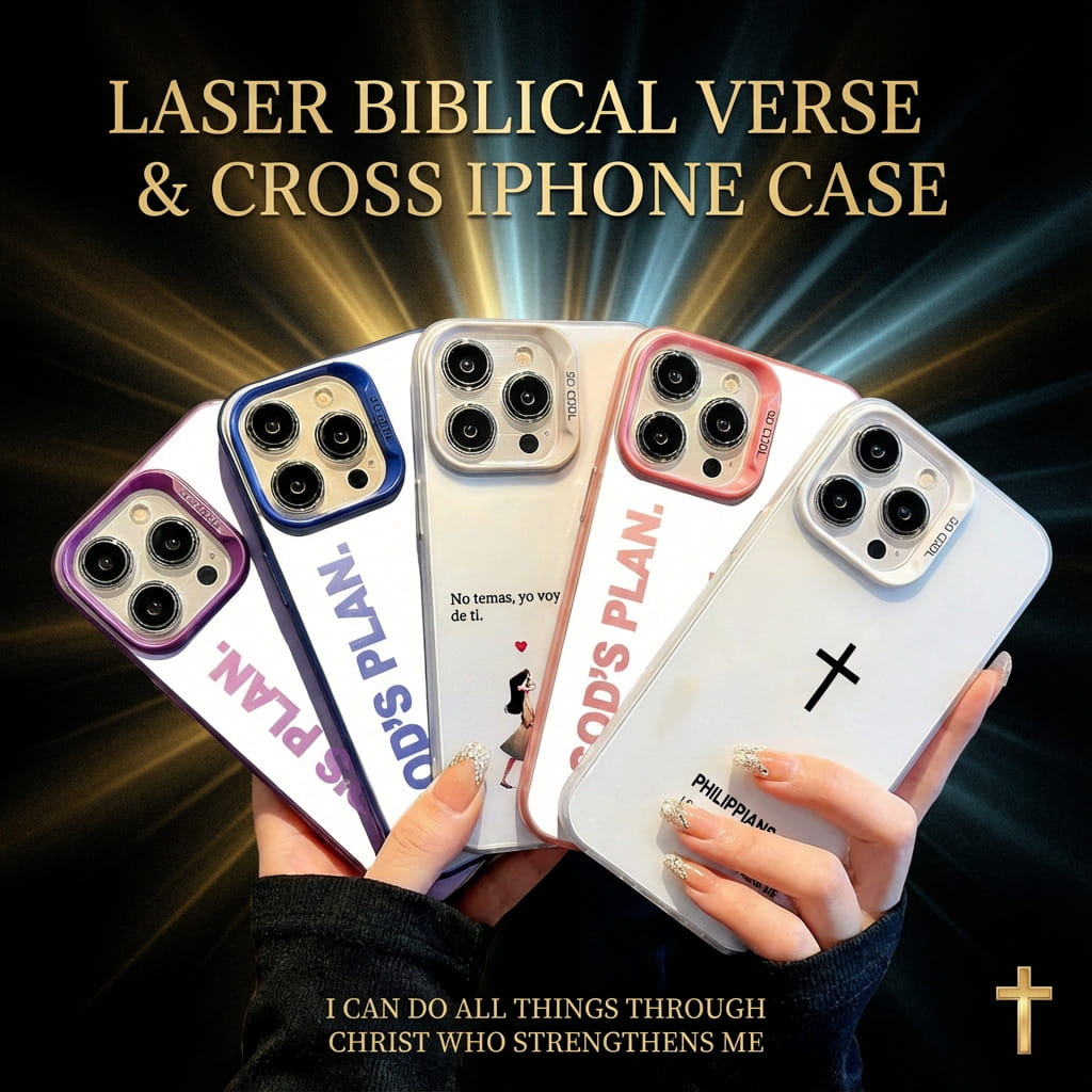 Laser Biblical Verse & Cross iPhone Case