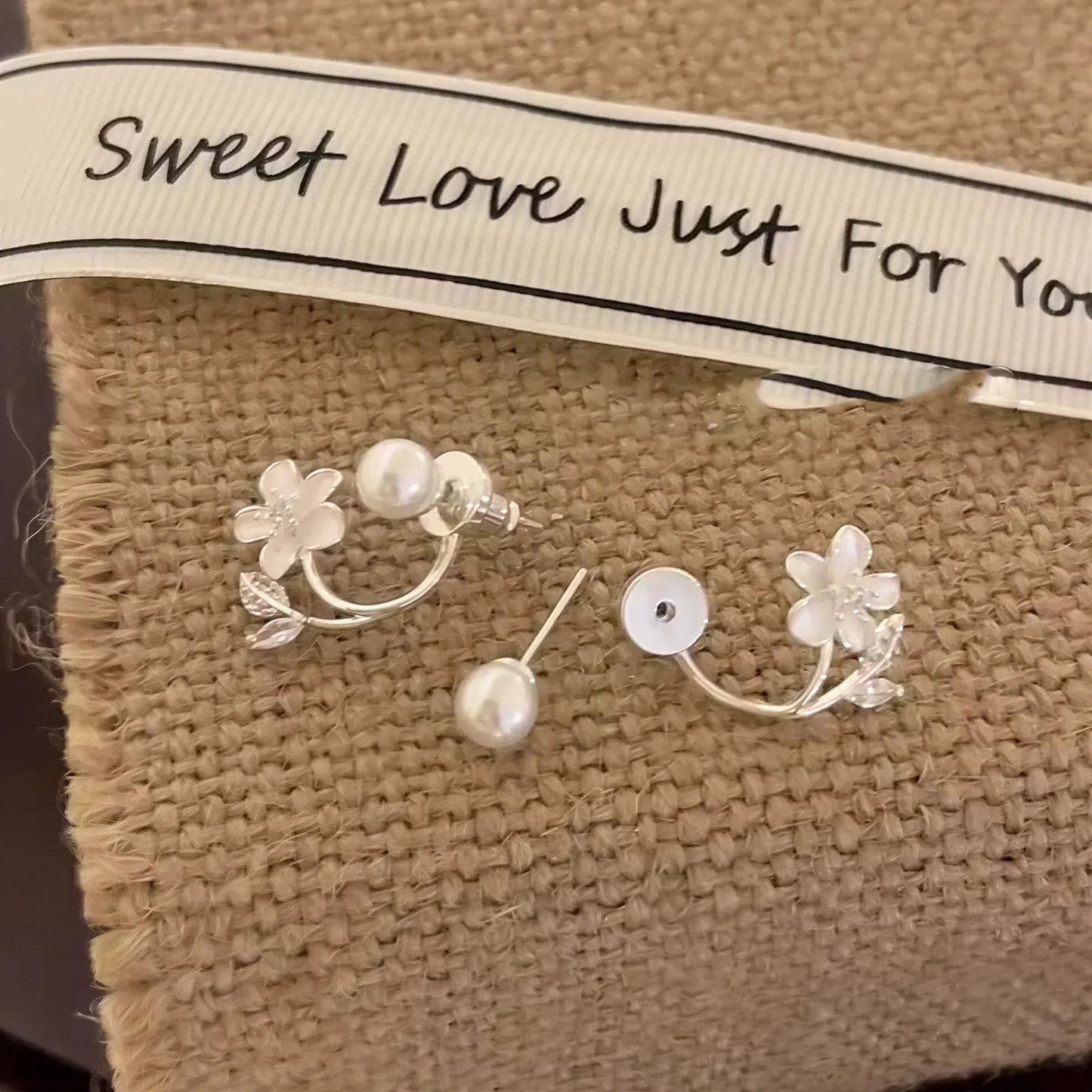 🎀Ethereal Blossom Earrings: Sterling silver earrings with flowers and pearls for women