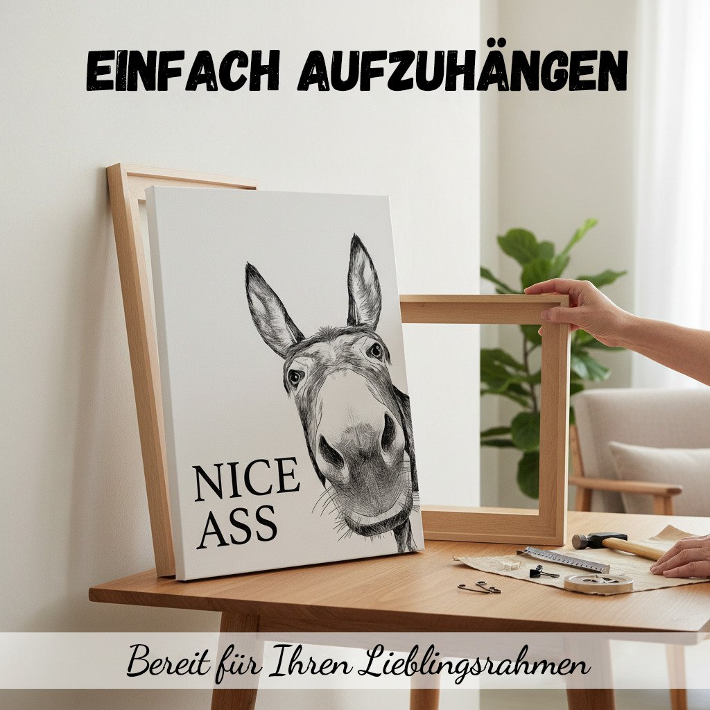 🧻Funny wall decoration for the bathroom – picture of a donkey with the inscription "Nice Ass"