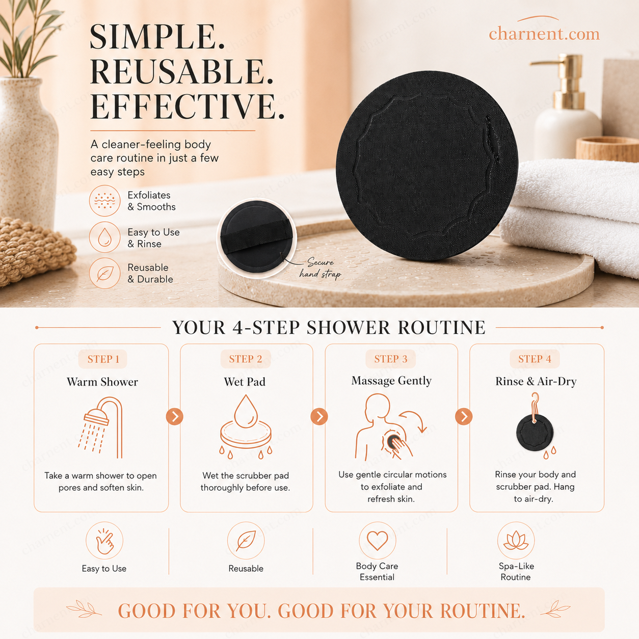 🚿🧽 Soft rubber bath brush – Removes dead skin cells gently but effectively and cleanses all skin types
