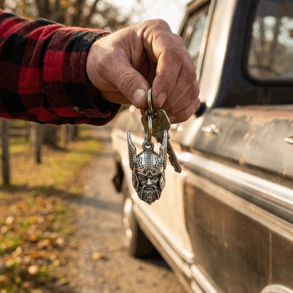 🛡️ Odin Viking Amulet Keyring 🔔