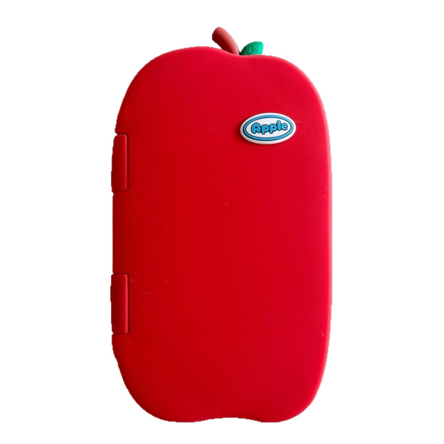 🍎Red Apple Flip Mirror Silicone Case- 3D Worm Design, Soft Silicone