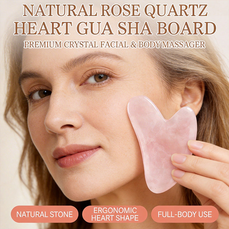 💖Natural Crystal Heart-Shaped Gua Sha Massager – Full Body Gua Sha Tool for Face, Neck & Body
