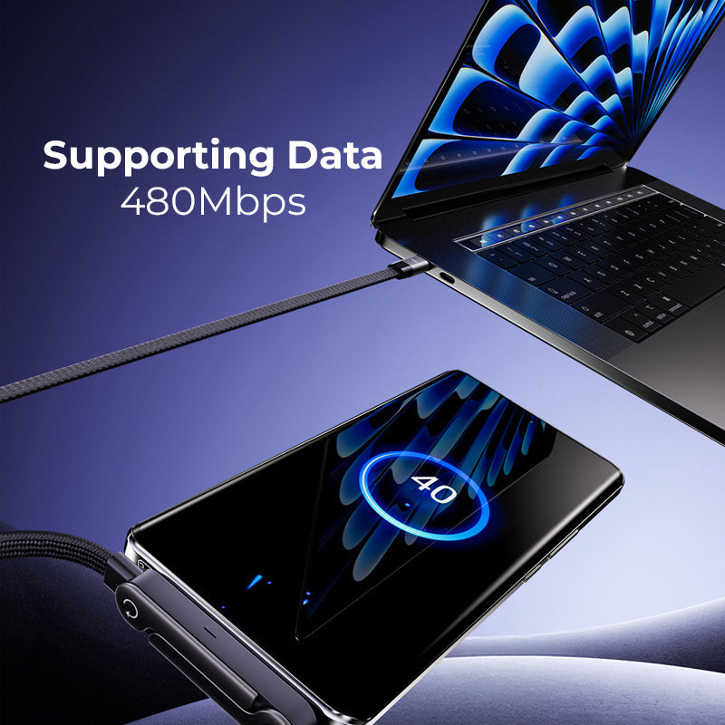 ⚡2-in-1 Invisible Holder Charger Cable – 240W Fast Charging Cord with Built-In Phone Stand