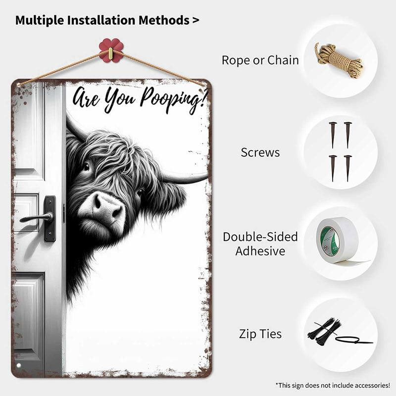 🐄 The Bold Visitor: Vintage Highland Cow Sign