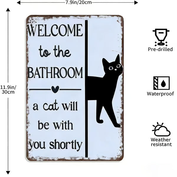 Vintage black and white cat and highland cattle as wall art