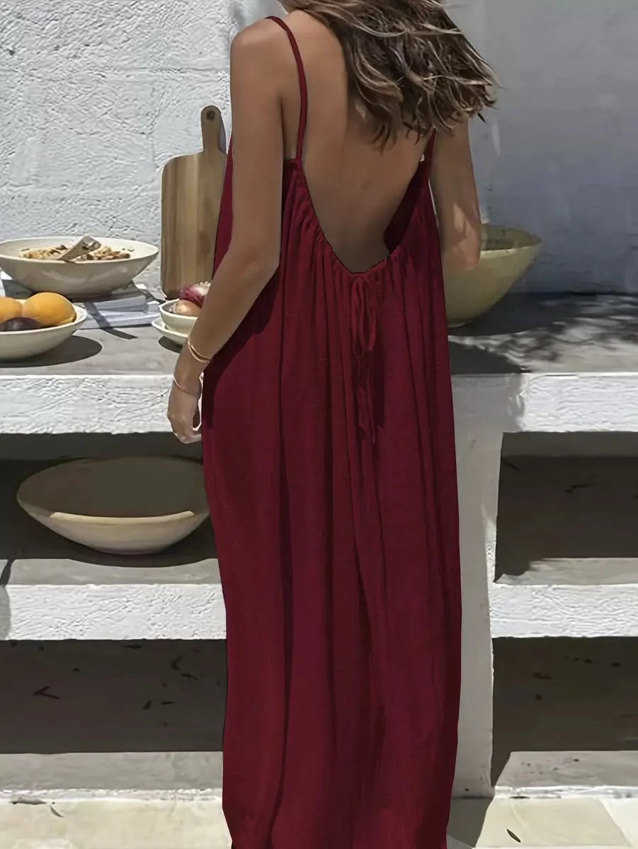 Off-Season Steal✨60% OFF 💃 Backless Spaghetti Strap Maxi Dress