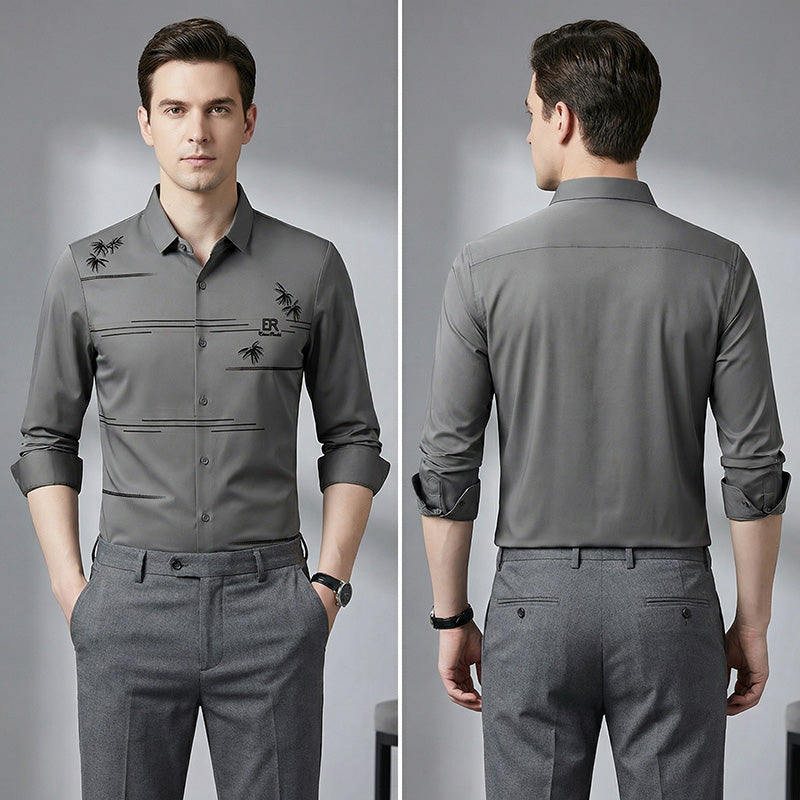 👔2026 New Arrival-Men’s slim-fit, non-iron, printed long-sleeved shirt