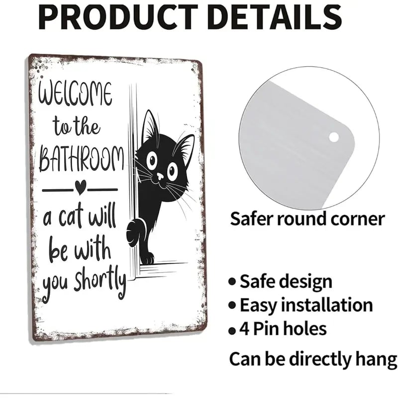 Vintage black and white cat and highland cattle as wall art