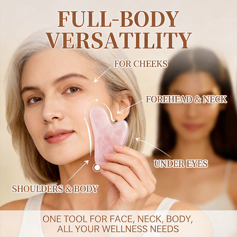 💖Natural Crystal Heart-Shaped Gua Sha Massager – Full Body Gua Sha Tool for Face, Neck & Body