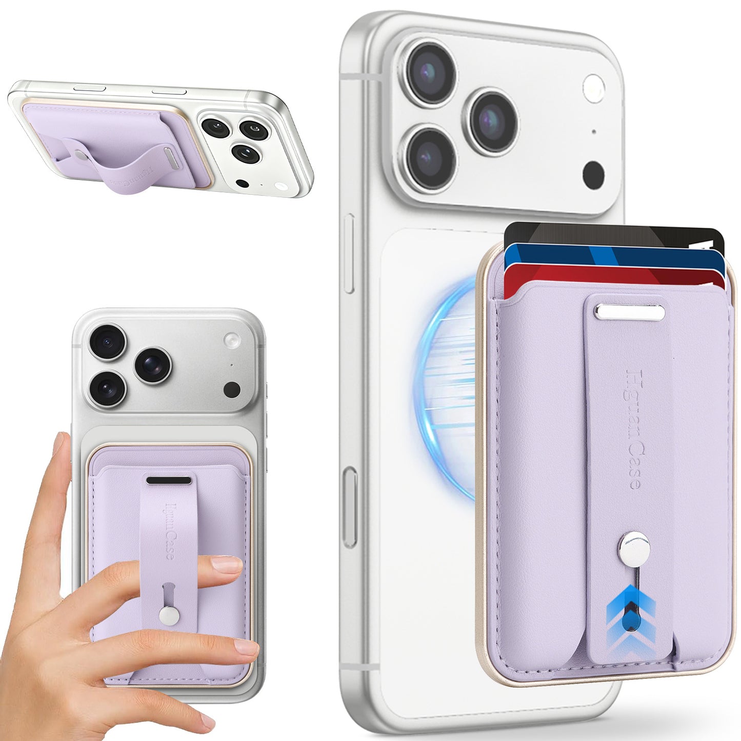 3-in-1 Magnetic Leather Card Holder for most iPhone models