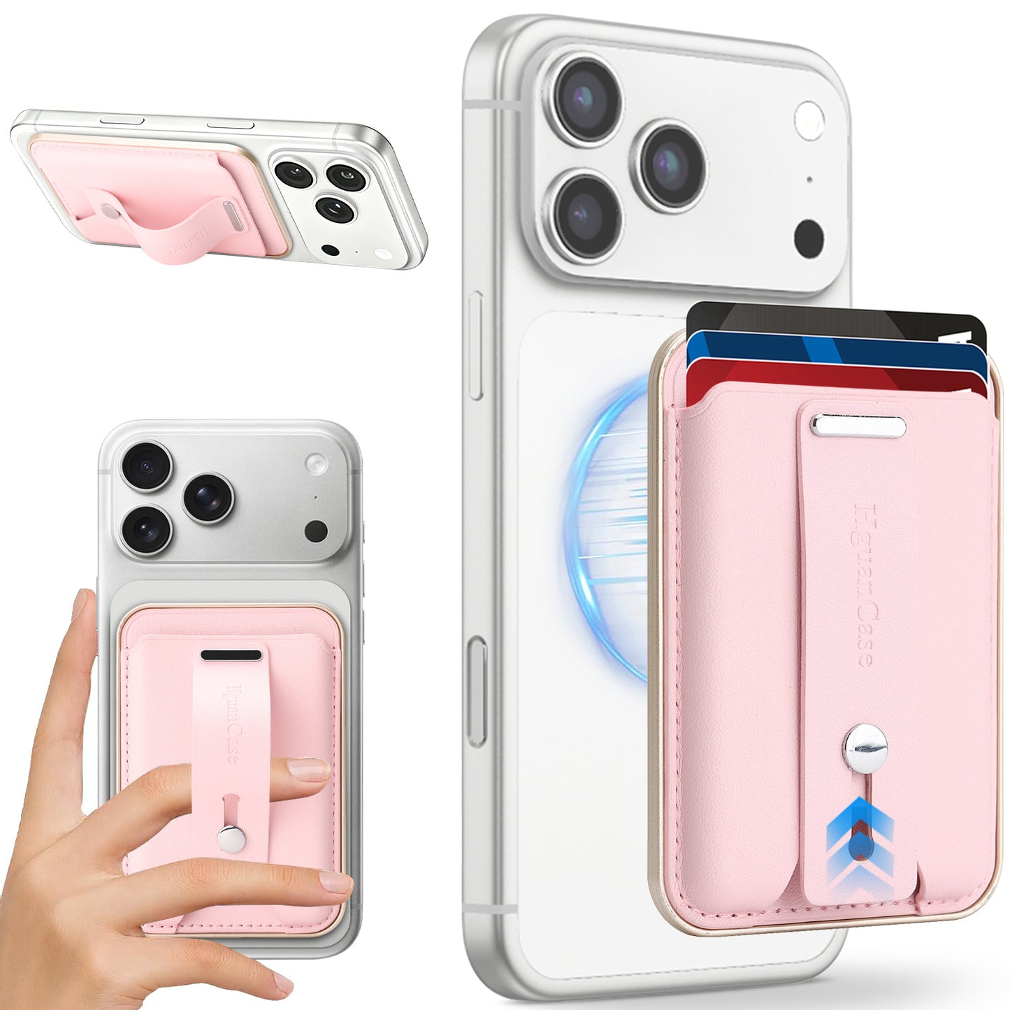 3-in-1 Magnetic Leather Card Holder for most iPhone models