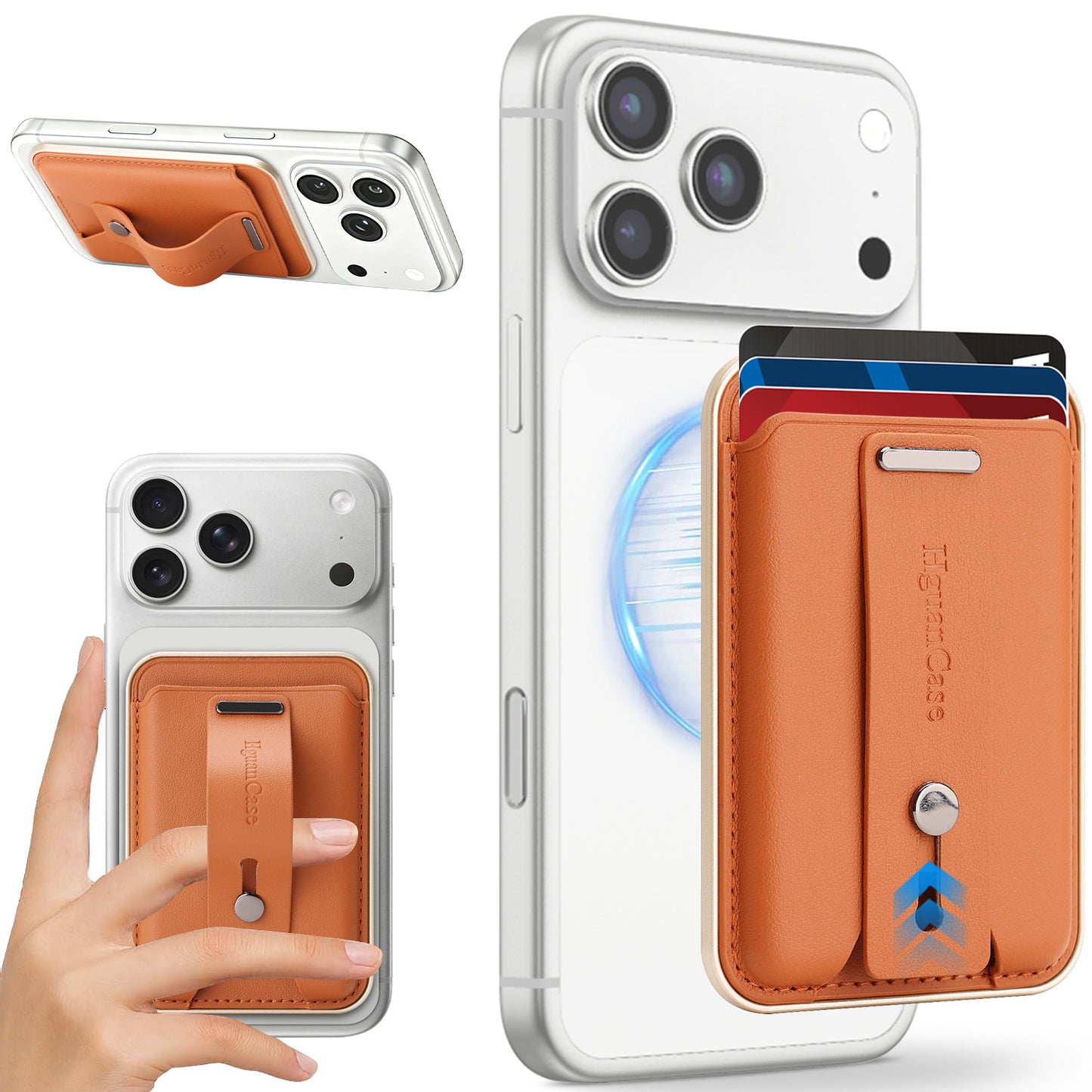 3-in-1 Magnetic Leather Card Holder for most iPhone models