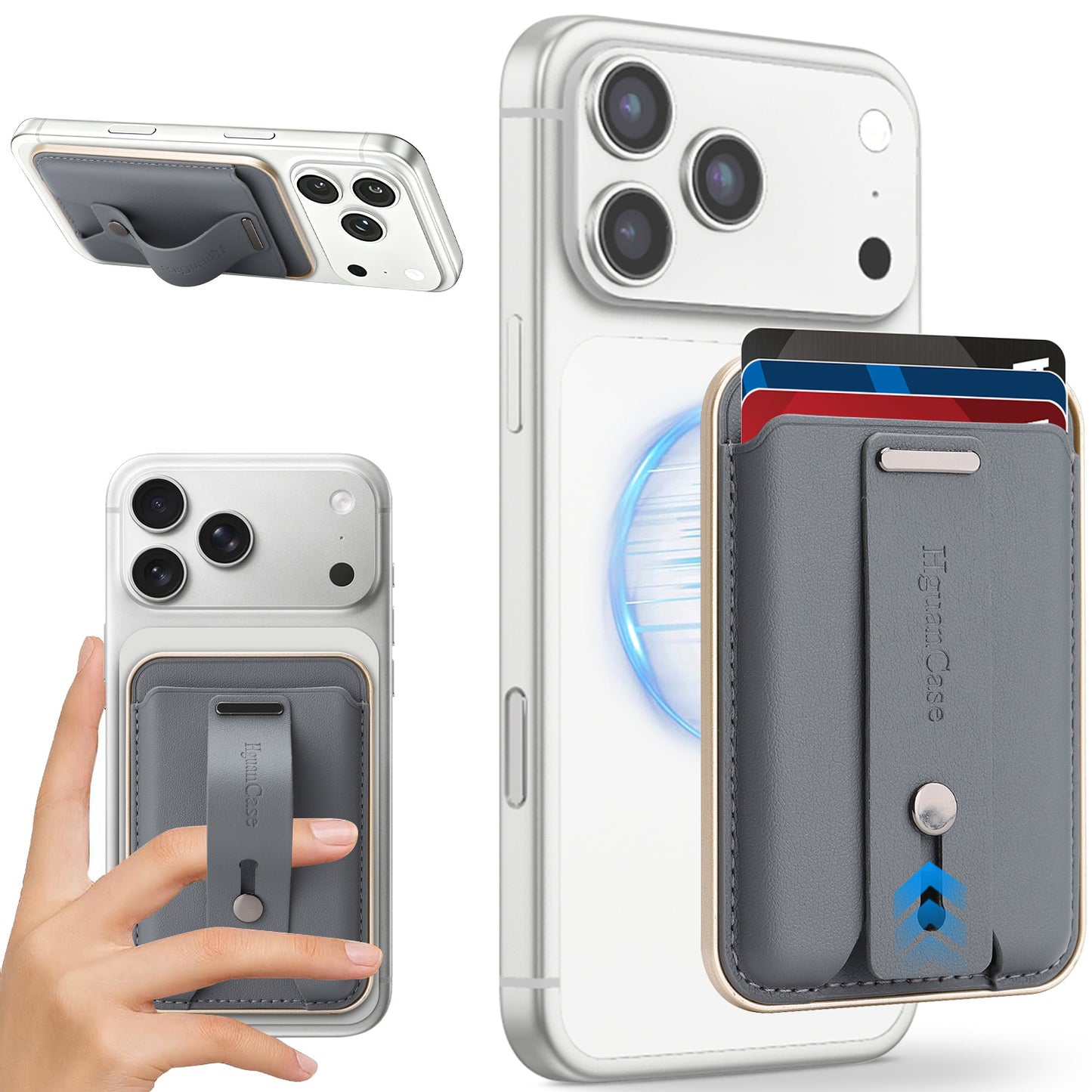 3-in-1 Magnetic Leather Card Holder for most iPhone models