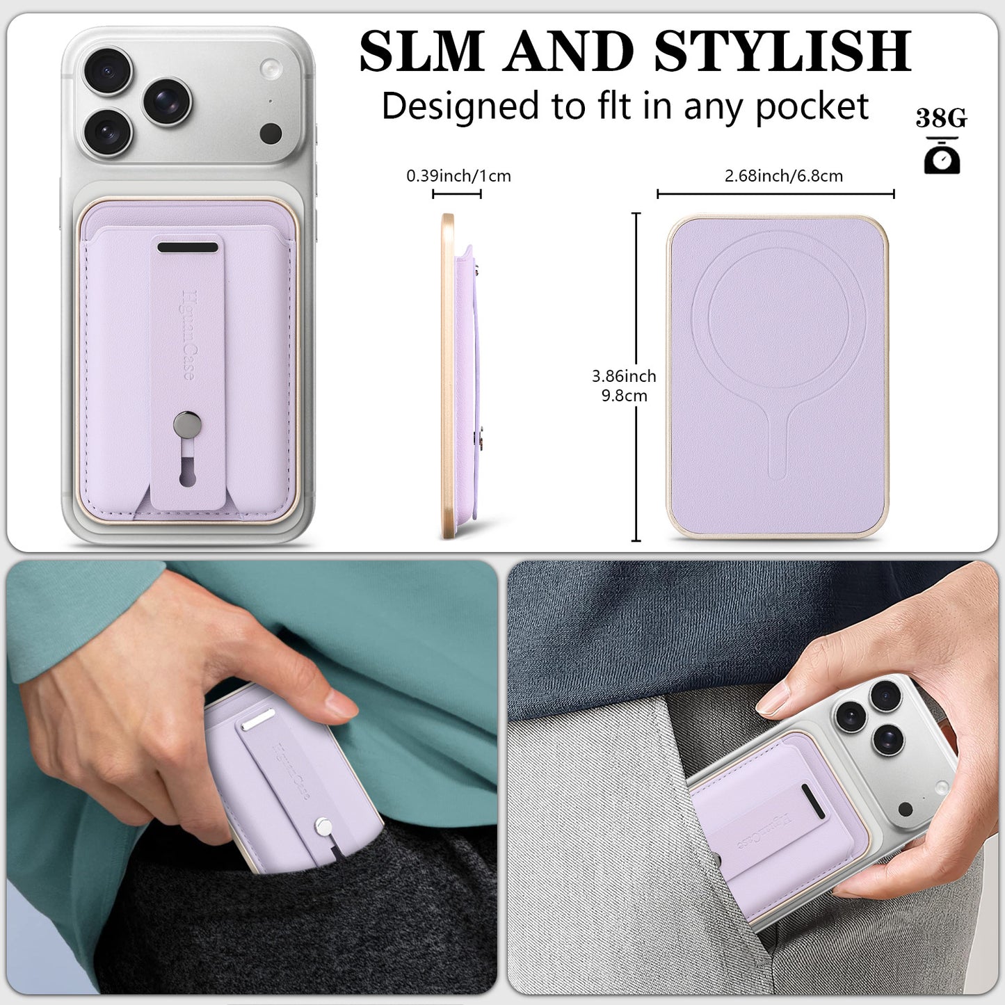 3-in-1 Magnetic Leather Card Holder for most iPhone models