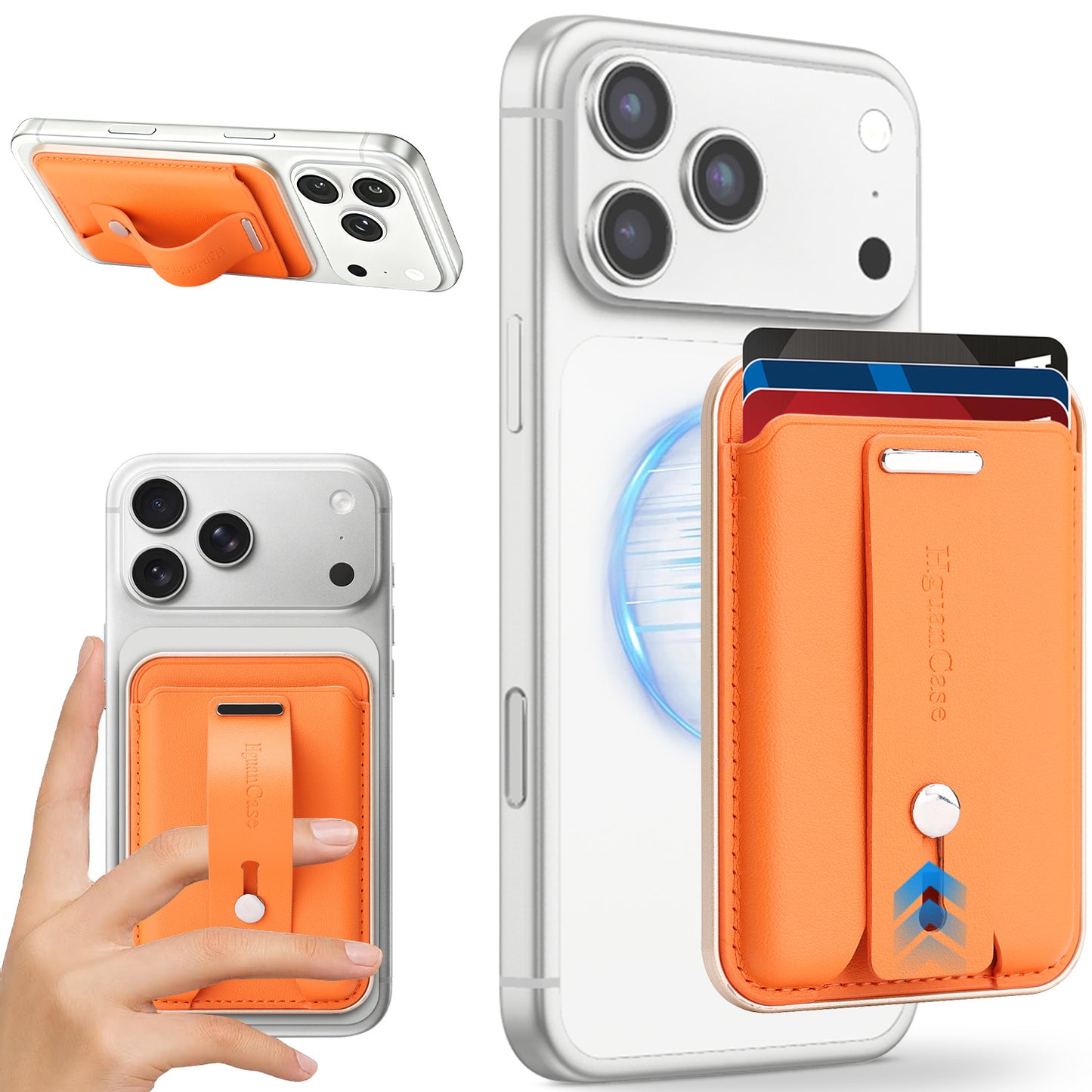 3-in-1 Magnetic Leather Card Holder for most iPhone models