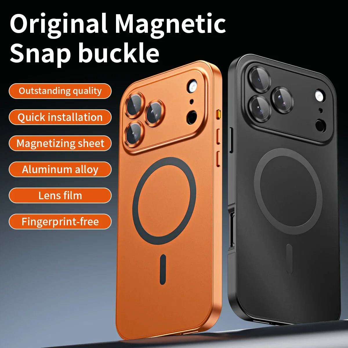 Magnetic Metal Snap-On Case For iPhone