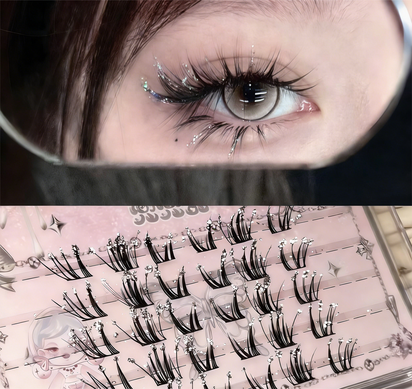 Sparkling diamond false eyelashes