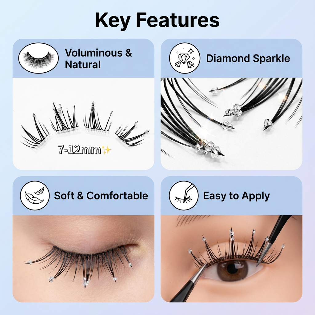 Sparkling diamond false eyelashes