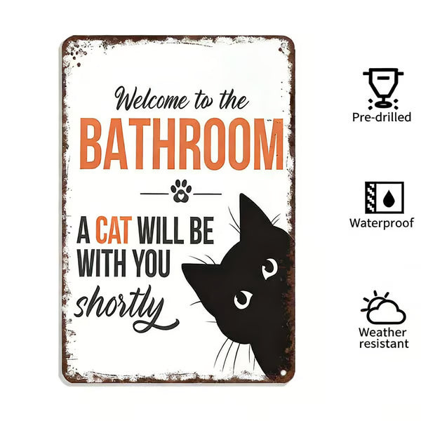 Vintage black and white cat and highland cattle as wall art