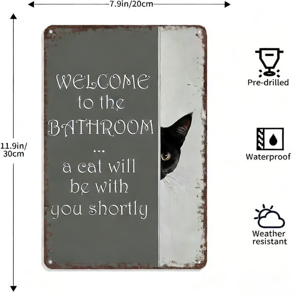 Vintage black and white cat and highland cattle as wall art