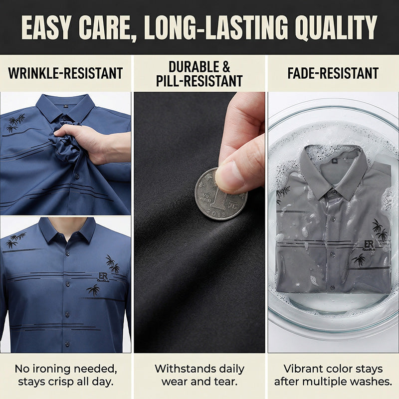 👔2026 New Arrival-Men’s slim-fit, non-iron, printed long-sleeved shirt
