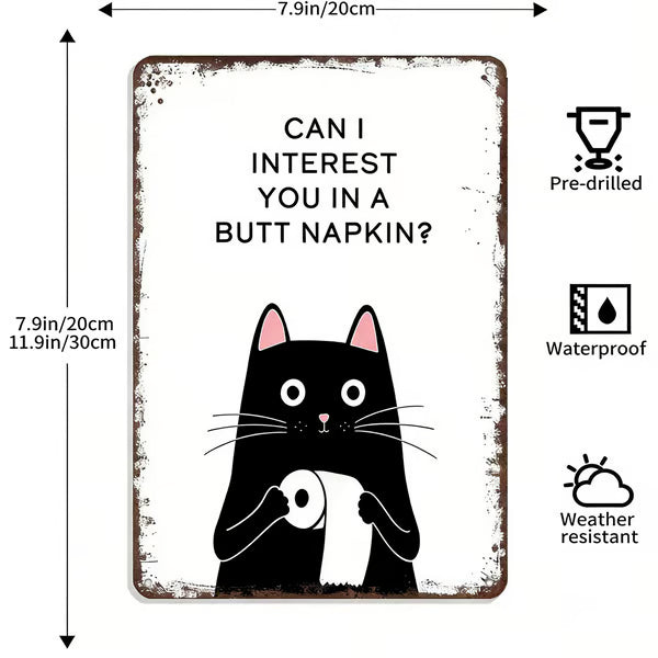 Vintage black and white cat and highland cattle as wall art