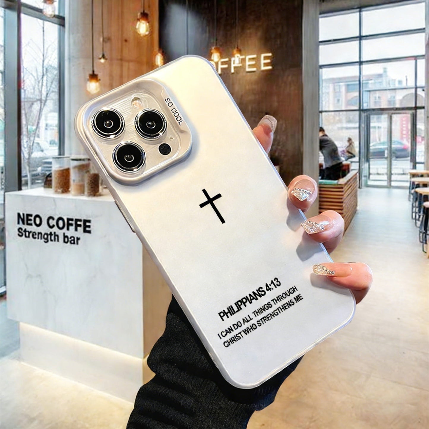 Laser Biblical Verse & Cross iPhone Case