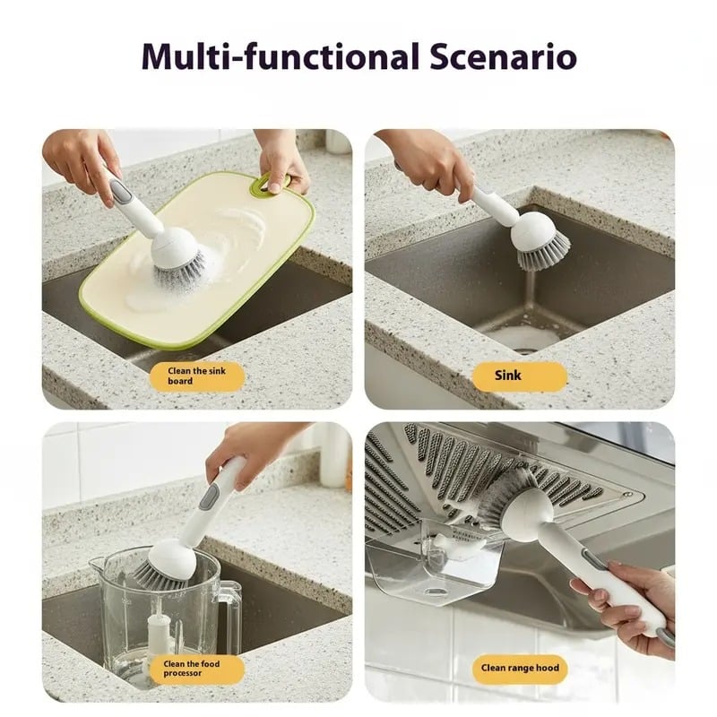 6-in-1 Rotatable Dish Brush with Detergent Dispenser