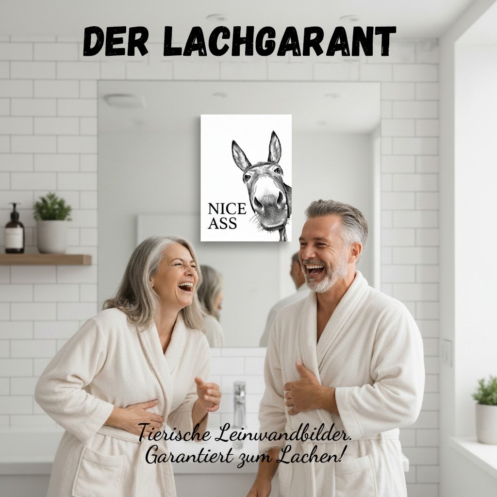 🧻Funny wall decoration for the bathroom – picture of a donkey with the inscription "Nice Ass"