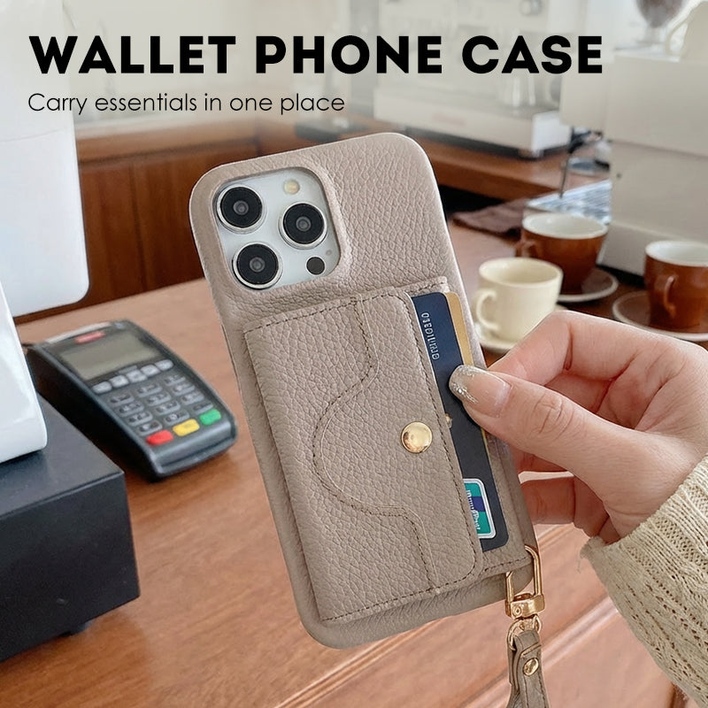 🔥Protective pink cell phone case with mirror and wrist strap