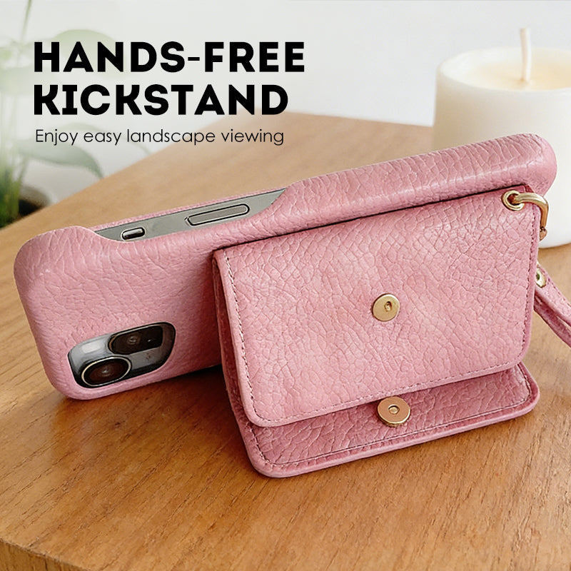 🔥Protective pink cell phone case with mirror and wrist strap