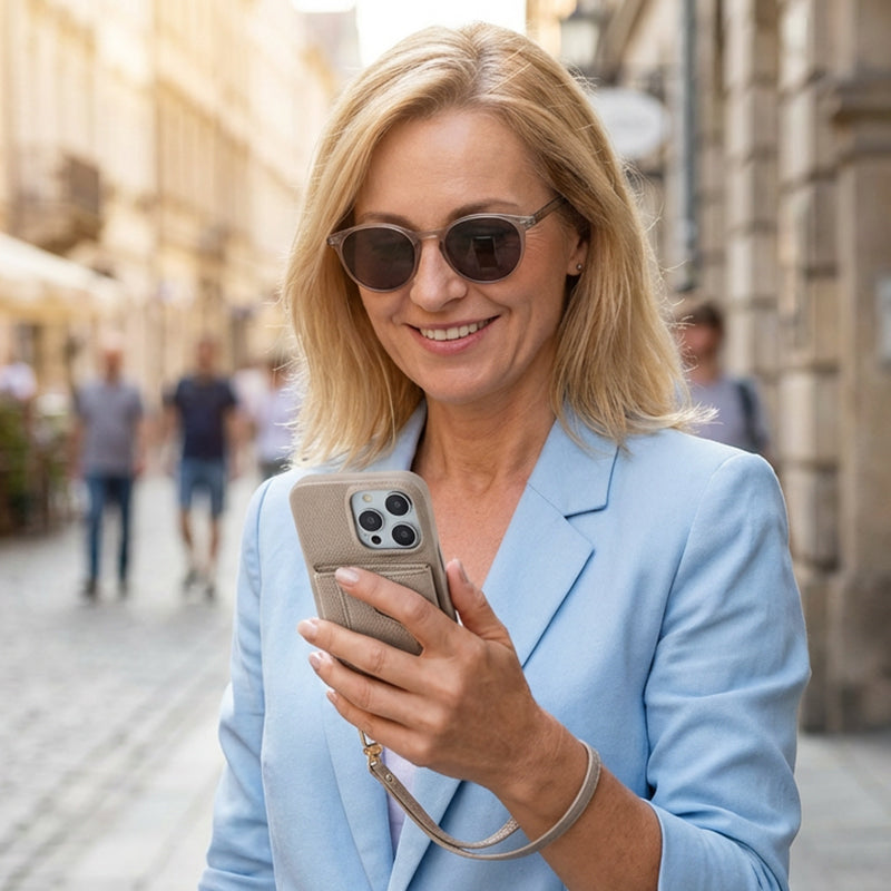 🔥Protective pink cell phone case with mirror and wrist strap