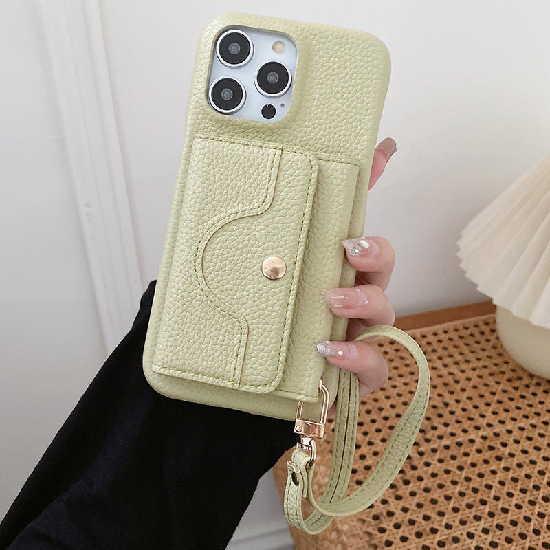 🔥Protective pink cell phone case with mirror and wrist strap