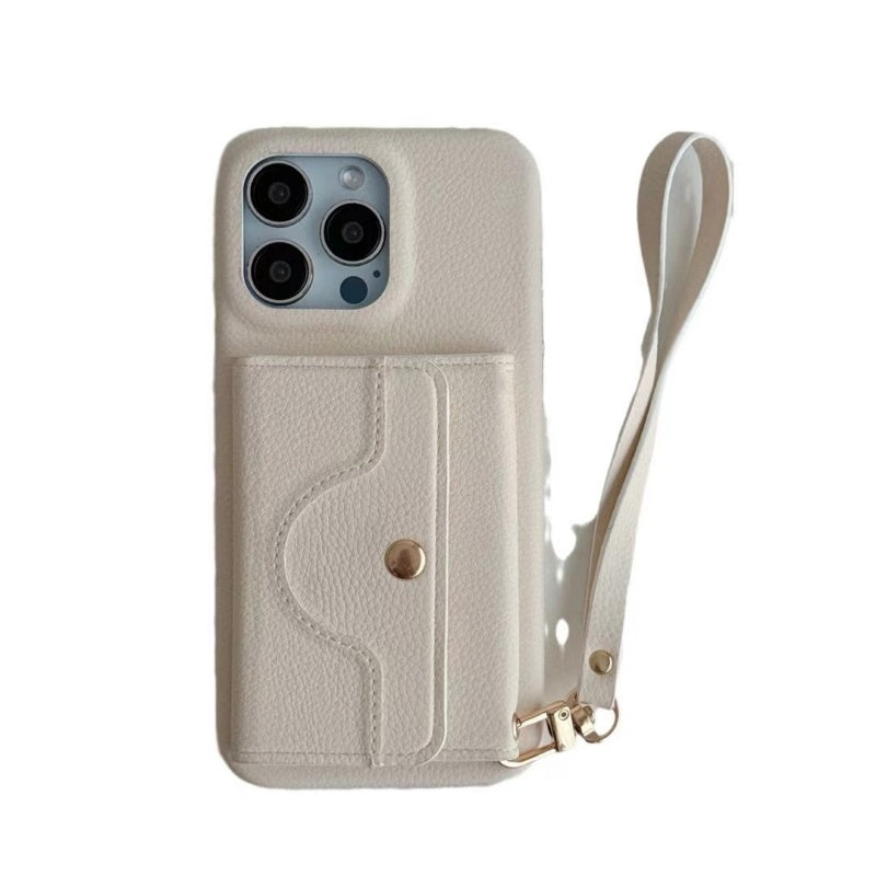 🔥Protective pink cell phone case with mirror and wrist strap