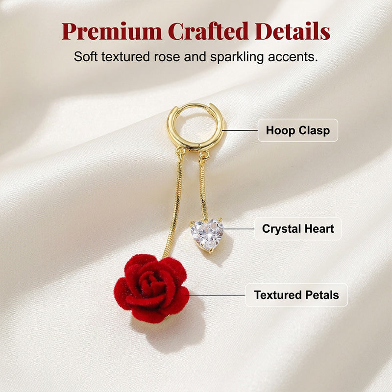 🌹French Vintage Red Rose Dangle Earrings